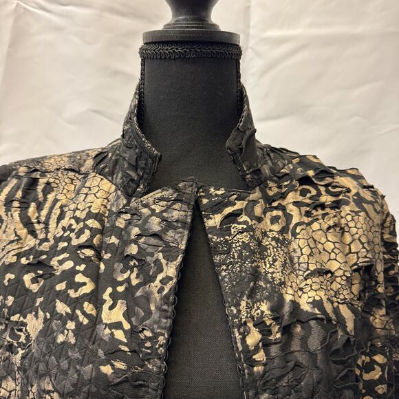 Womens Chicos Open Front Jacket Size 1 Animal Print Textured Distressed Abstract - Picture 2 of 7